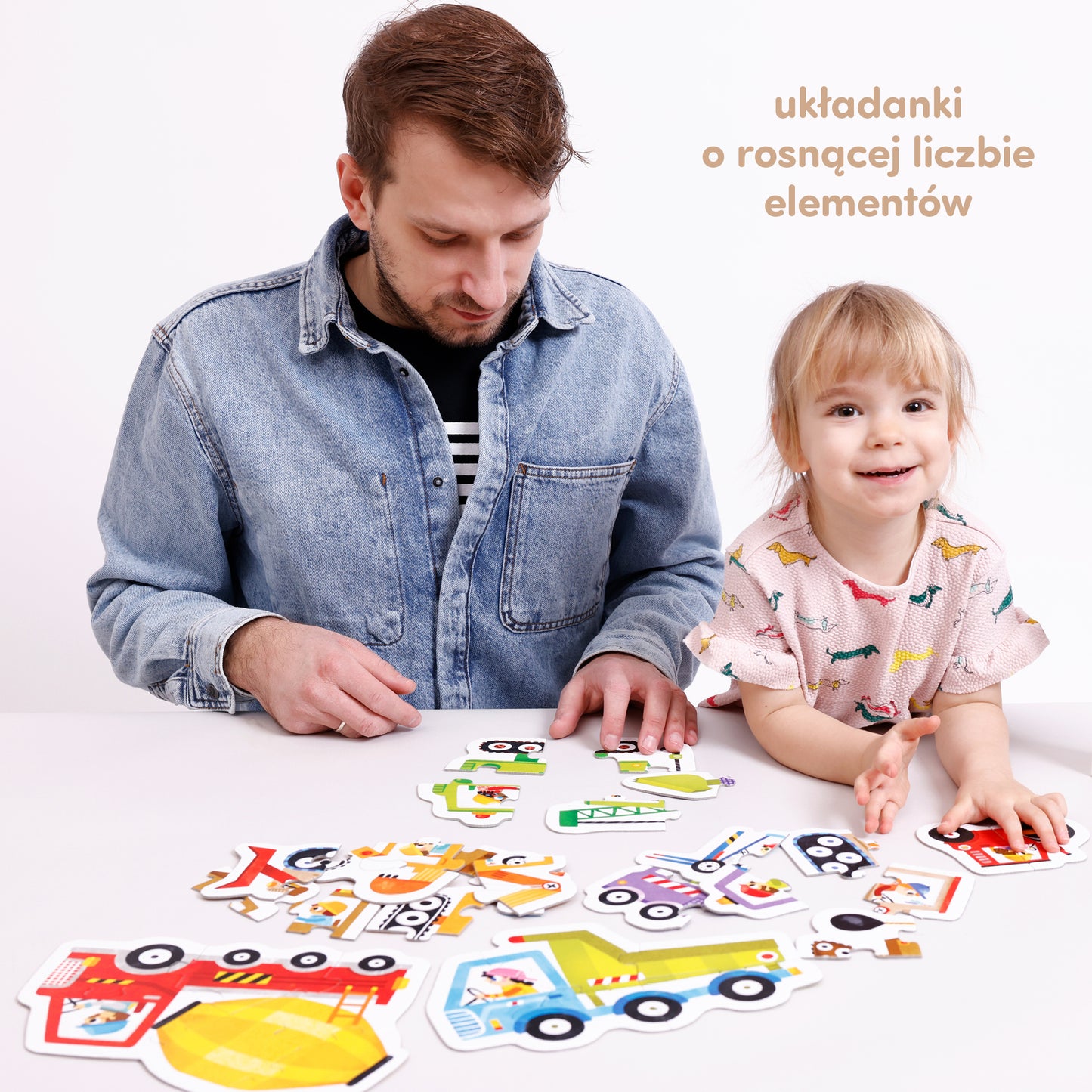 Puzzle Progresywne "Pojazdy na Budowie" dla Maluszków 2+