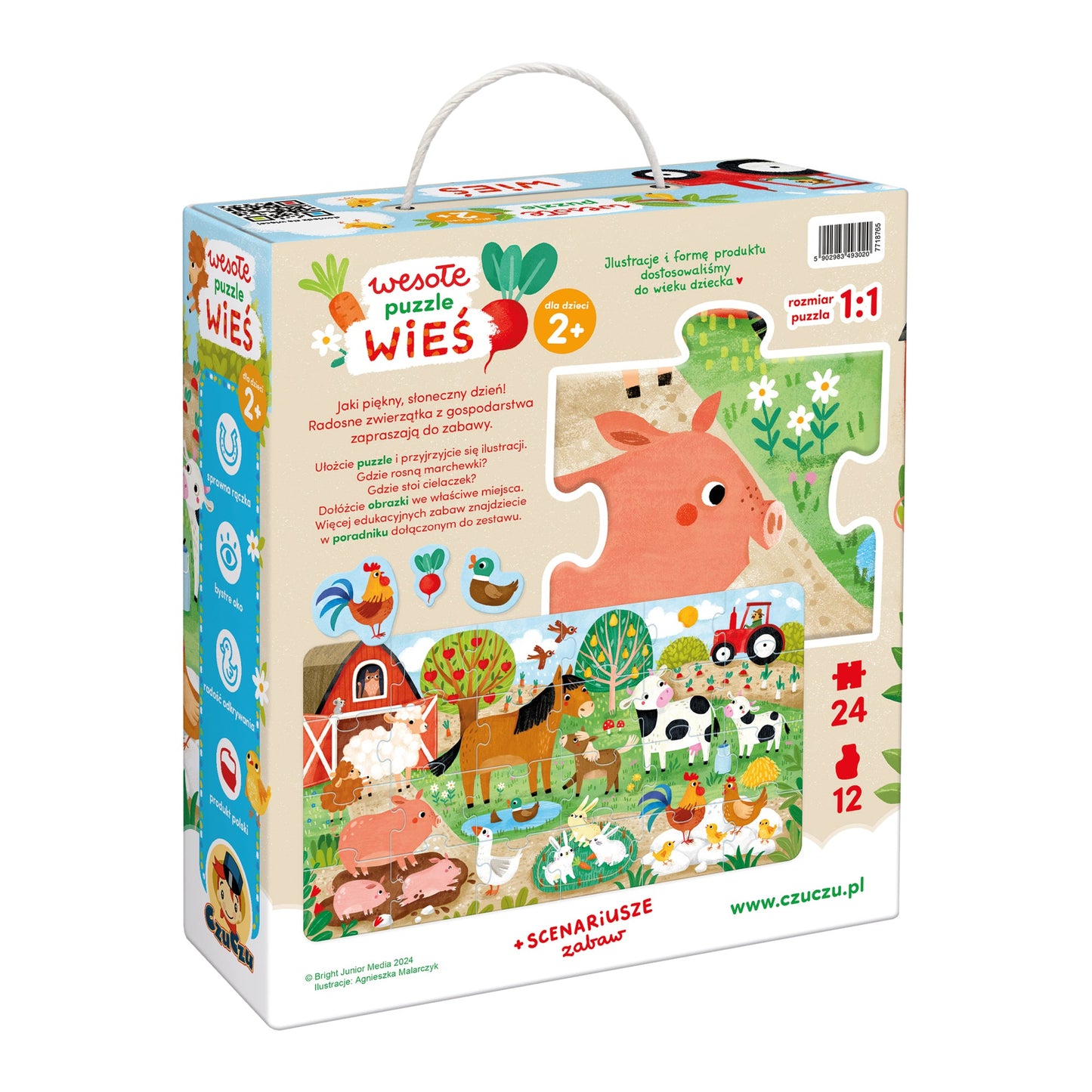 Wesołe Puzzle "Wieś" od CzuCzu dla Maluszków - tył opakowania.