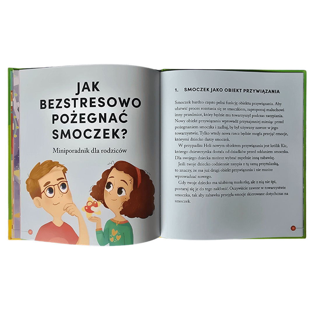 Karty książki "Hela sama oddaje smoczek" od Wydawnictwa Wilga - Poradnik "Jak bezstresowo pożegnać smoczek?"