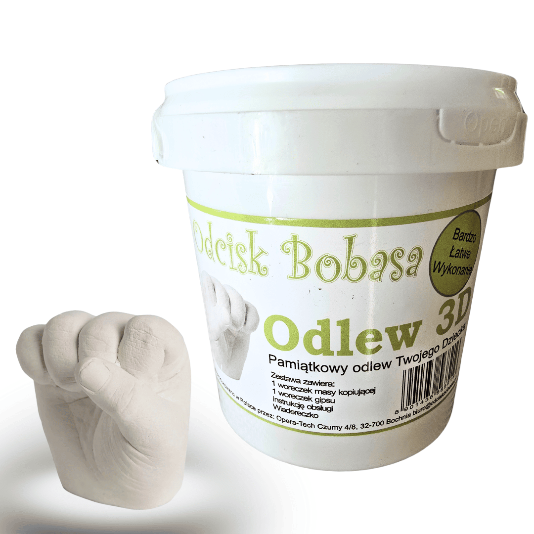 Produkt "Odcisk Bobasa" - Odlew 3D Mały od Opera-Tech wraz z przykładowym odlewem.