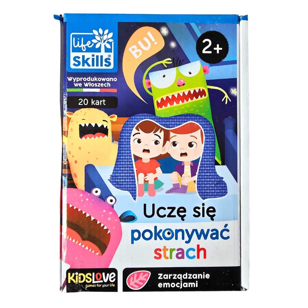 Przód opakowania "Uczę się pokonywać strach" gra dla dzieci z serii Life Skills od Lisciani 2+