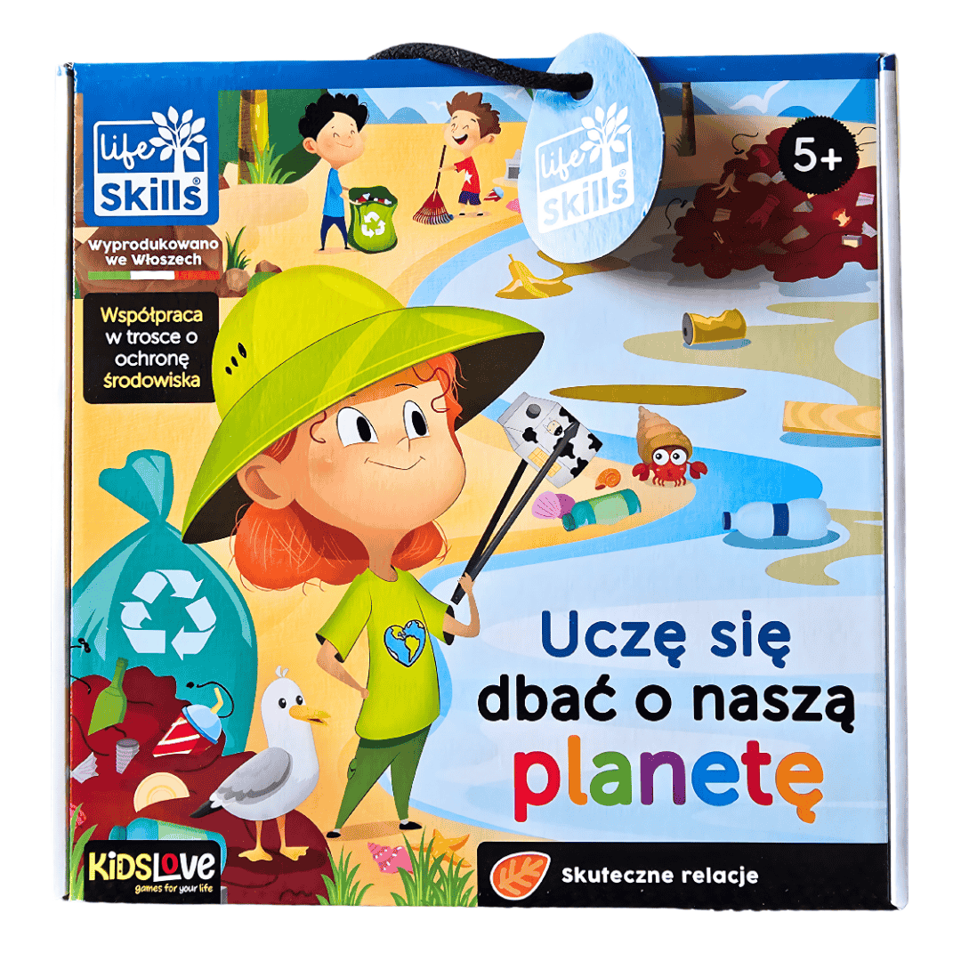 Przód opakowania „Uczę się dbać o naszą planetę” gra dla dzieci z serii Life Skills od Lisciani