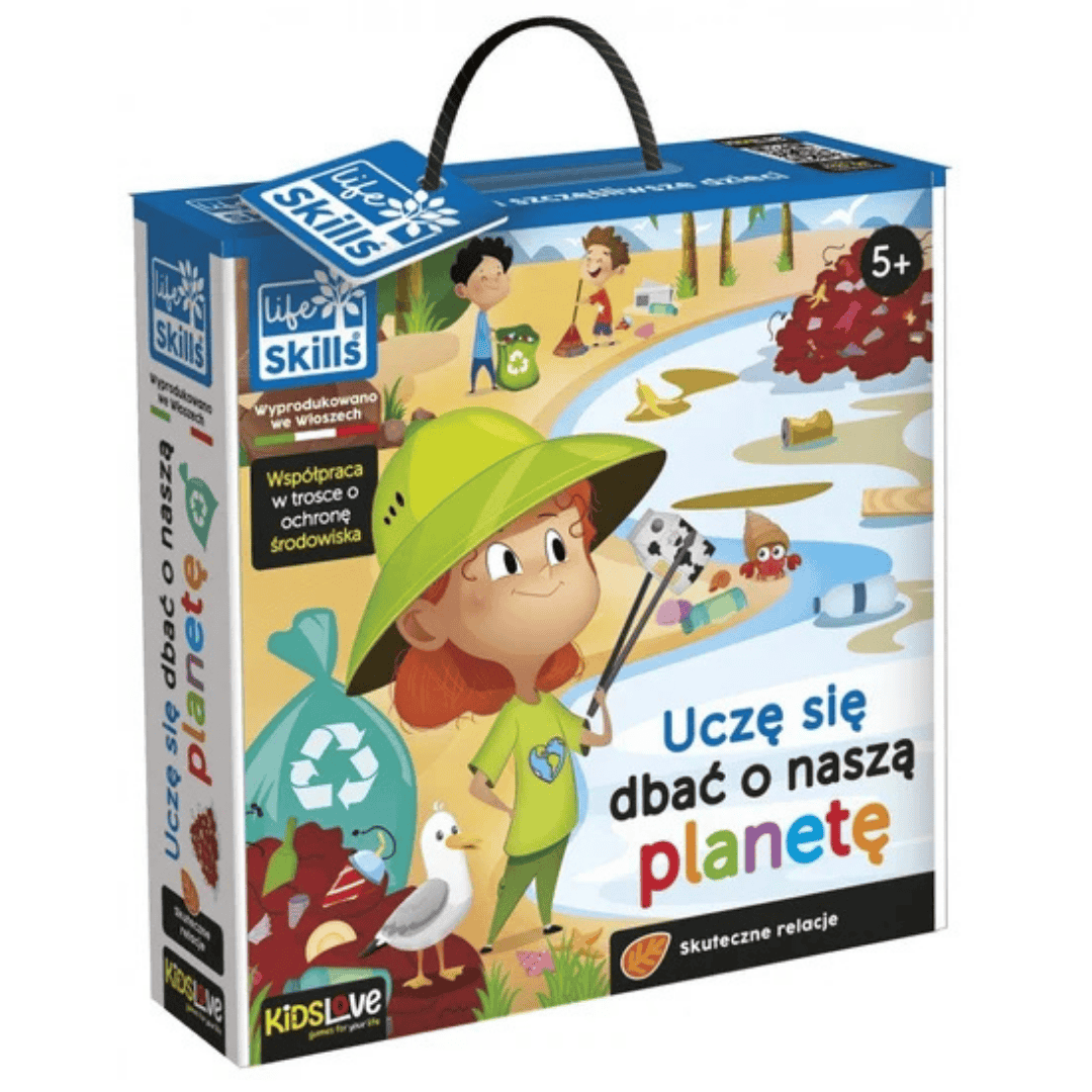 Przód opakowania „Uczę się dbać o naszą planetę” gra dla dzieci z serii Life Skills od Lisciani