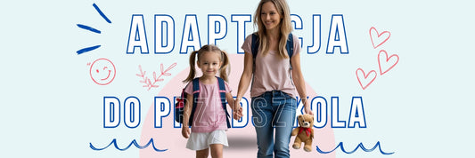 Baner do artykułu o adaptacji do przedszkola przedstawiający dziewczynkę z matką.