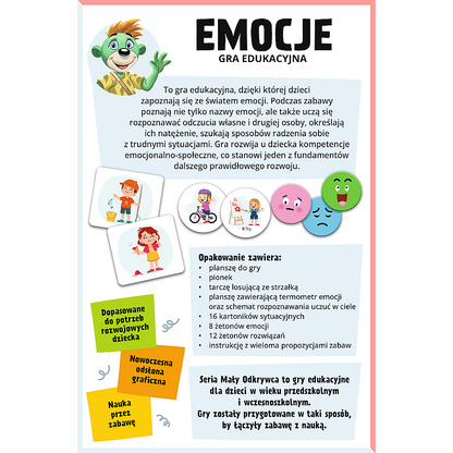 Tył opakowania gry edukacyjnej "Emocje".