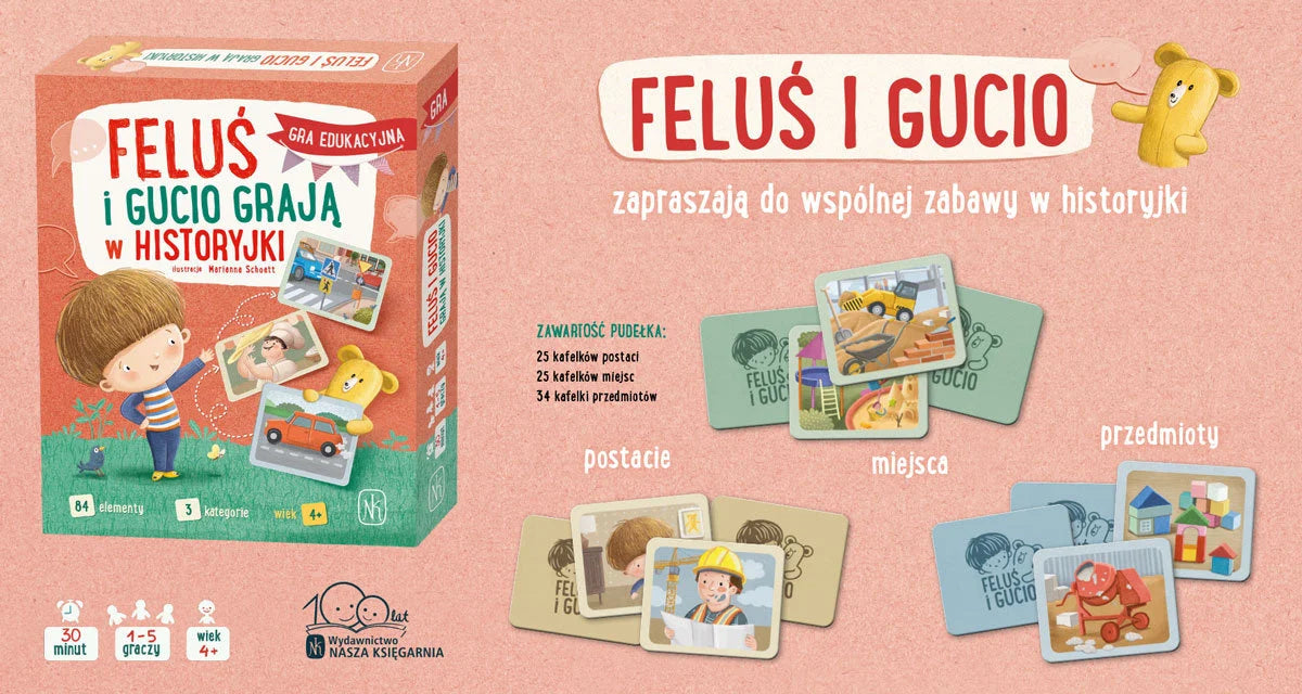 Feluś i Gucio grają w historyjki - gra edukacyjna Wydawnictwo Nasza Księgarnia 4+