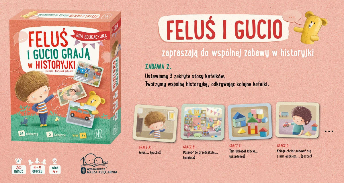 Feluś i Gucio grają w historyjki - gra edukacyjna Wydawnictwo Nasza Księgarnia 4+