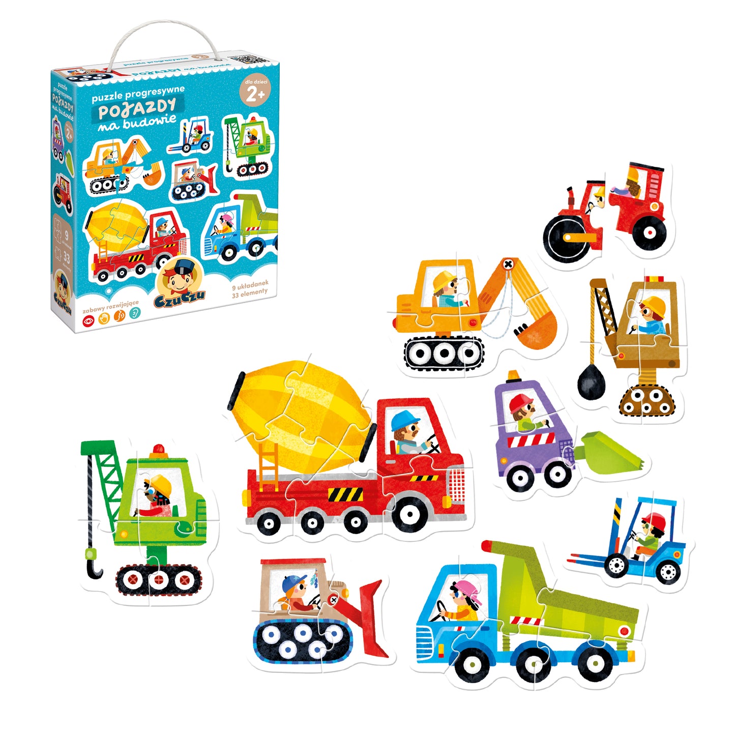 Puzzle Progresywne "Pojazdy na Budowie" dla Maluszków 2+