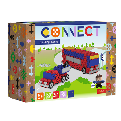 Opakowanie klocków konstrukcyjnych Connect od firmy Trefl.