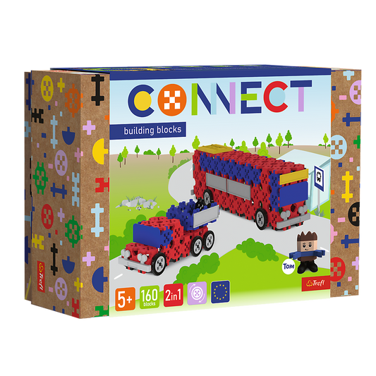 Opakowanie klocków konstrukcyjnych Connect od firmy Trefl.