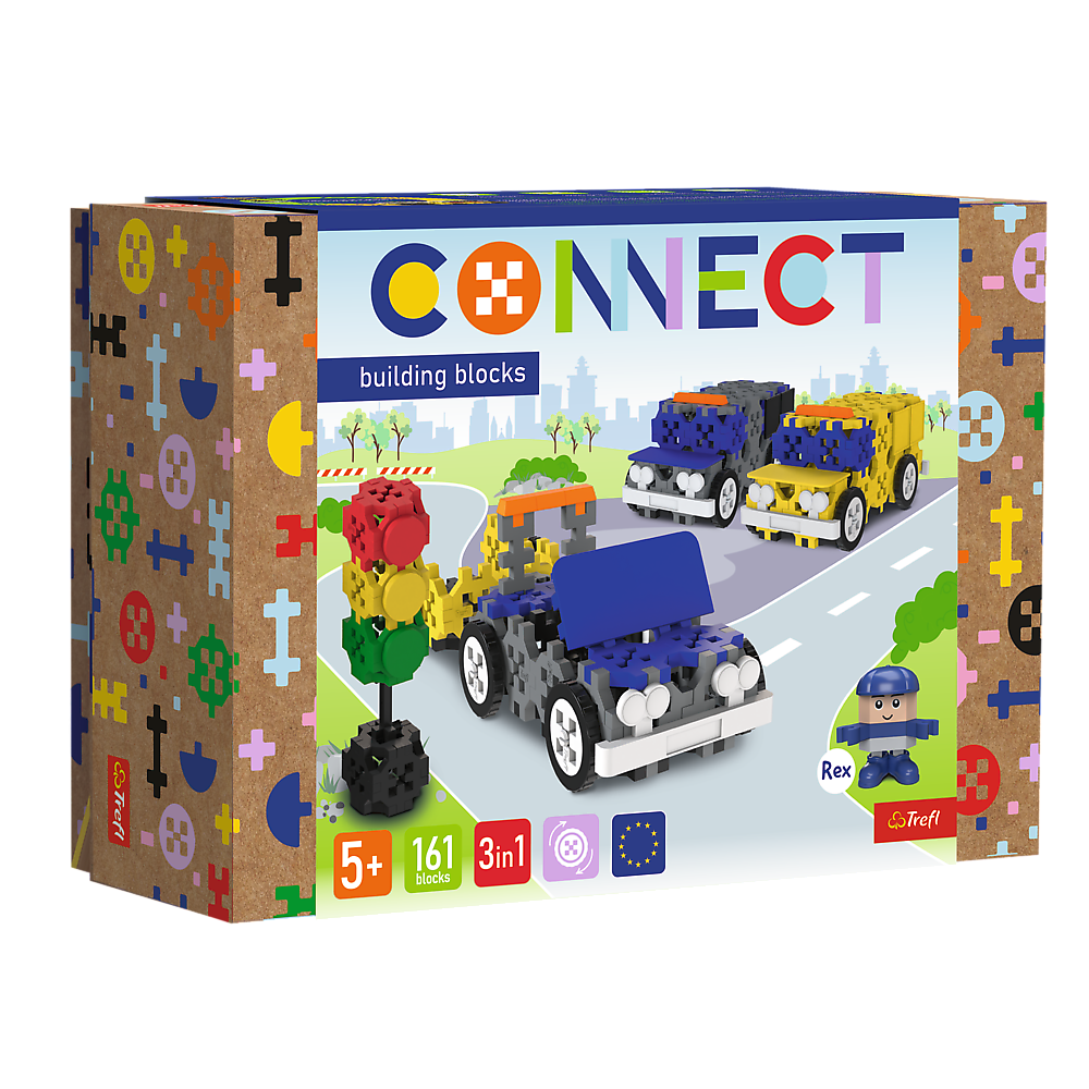 Opakowanie klocków konstrukcyjnych Connect od firmy Trefl.