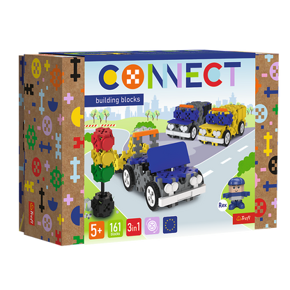 Opakowanie klocków konstrukcyjnych Connect od firmy Trefl.