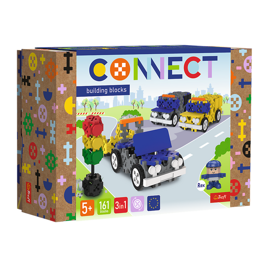 Opakowanie klocków konstrukcyjnych Connect od firmy Trefl.