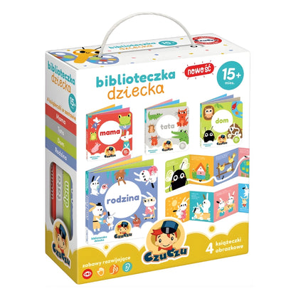 CzuCzu Biblioteczka dziecka – zestaw 4 książeczek harmonijek dla dzieci 15m+