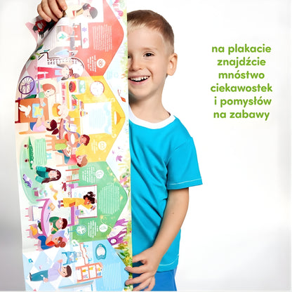 Plakat edukacyjny CzuCzu o przedszkolu - pomysły na zabawy i rozmowy z dzieckiem.