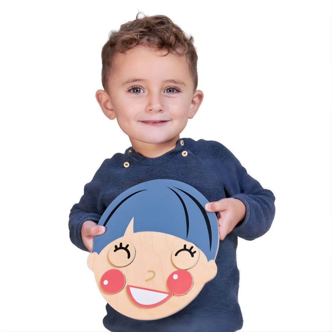 Zabawka do nauki emocji – drewniana tablica z magnetycznymi elementami