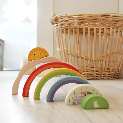 Drewniana tęcza do układania Tender Leaf Toys – drewniane łuki do kreatywnej zabawy.