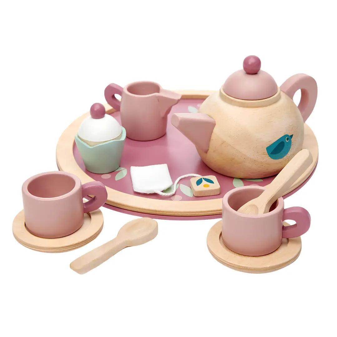 Drewniany serwis do herbaty Mini Chef Tender Leaf Toys 3+ – filiżanki i dzbanek