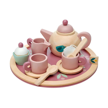 Drewniany serwis do herbaty Mini Chef Tender Leaf Toys 3+ – motyw ptaków