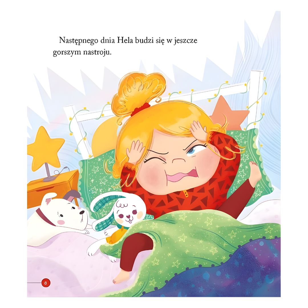 Kolorowa ilustracja z książki Hela sama dmucha nos.