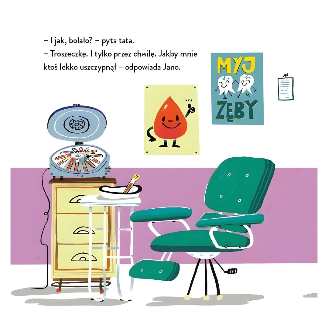 Ilustracja z książki Jano i Wito u lekarza - jak przygotować dziecko do wizyty u lekarza.