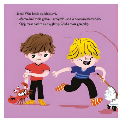 Książka dla dzieci o chorobie i leczeniu - "Jano i Wito u lekarza" - ilustracja.