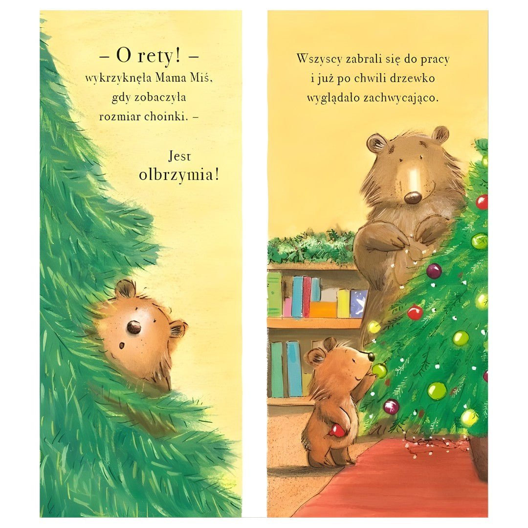 Wnętrze książki Kocham Cię bardziej niż święta - miś i rodzina.