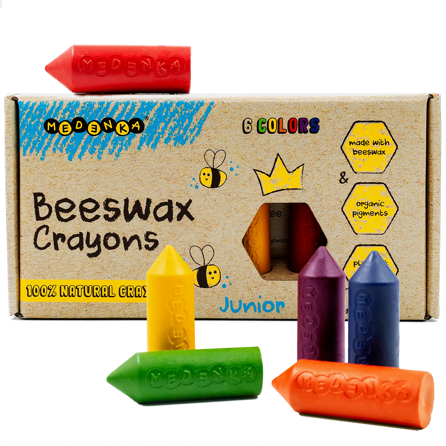 Kredki woskowe od Medenki - 6 sztuk.