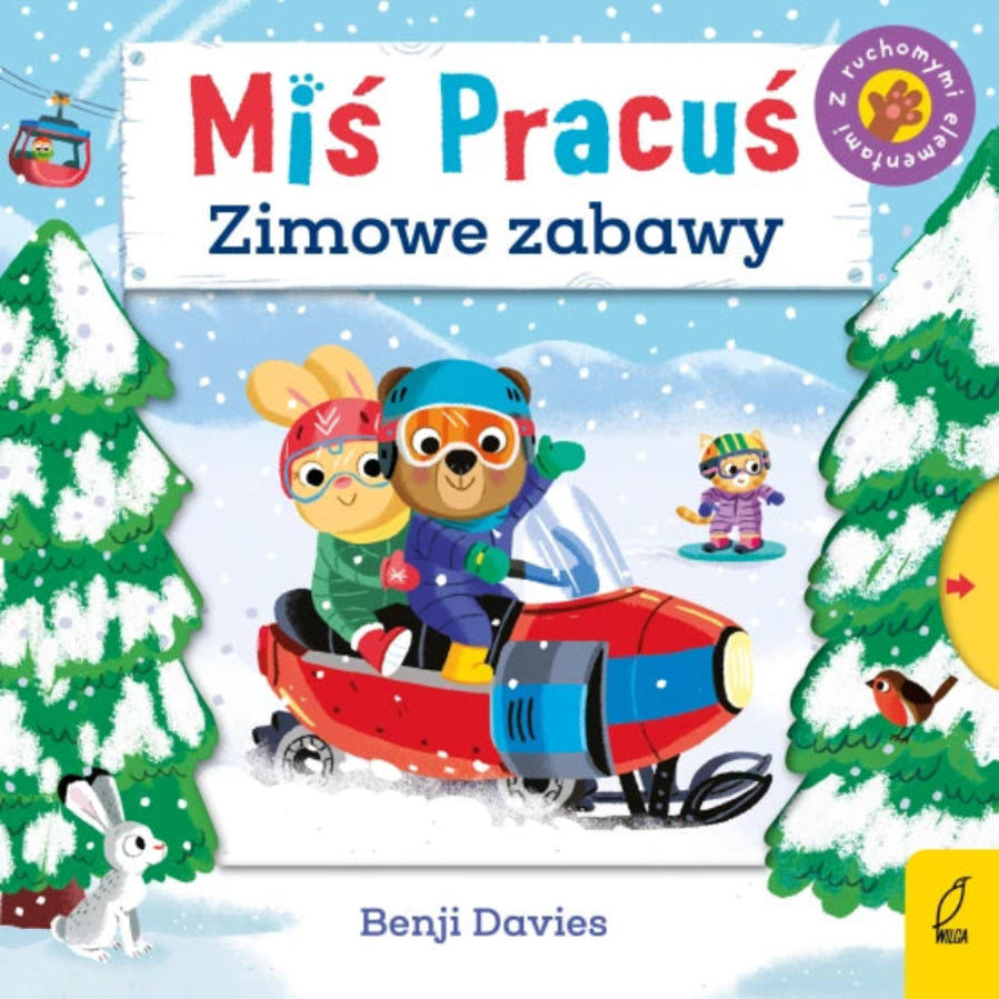 Okładka książki Miś Pracuś. Zimowe zabawy – książeczka dla dzieci o zimowych przygodach i pomocy innym