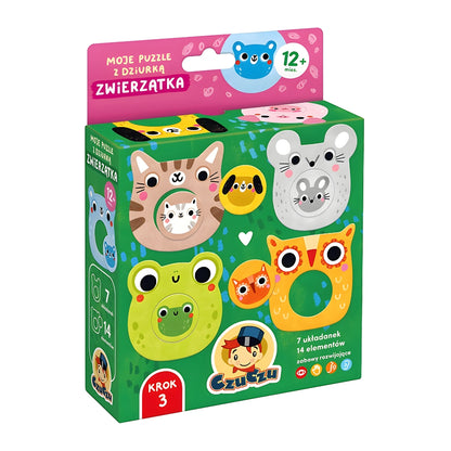 Puzzle z dziurką Zwierzątka CzuCzu - zestaw edukacyjny dla maluchów 12m+