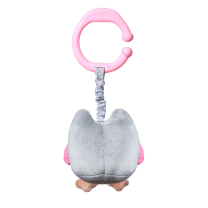 Tył zabawki dla dzieci z wibracją "OWL SOFIA" od Babyono. Wersja szaro-różowa.