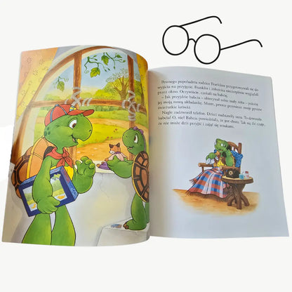 Karty książki "Franklin i Pani Opiekunka" - Paulette Bourgeois Wydawnictwo Debit.