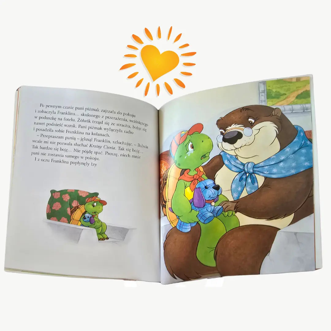 Karty książki "Franklin i Pani Opiekunka" - Paulette Bourgeois Wydawnictwo Debit.