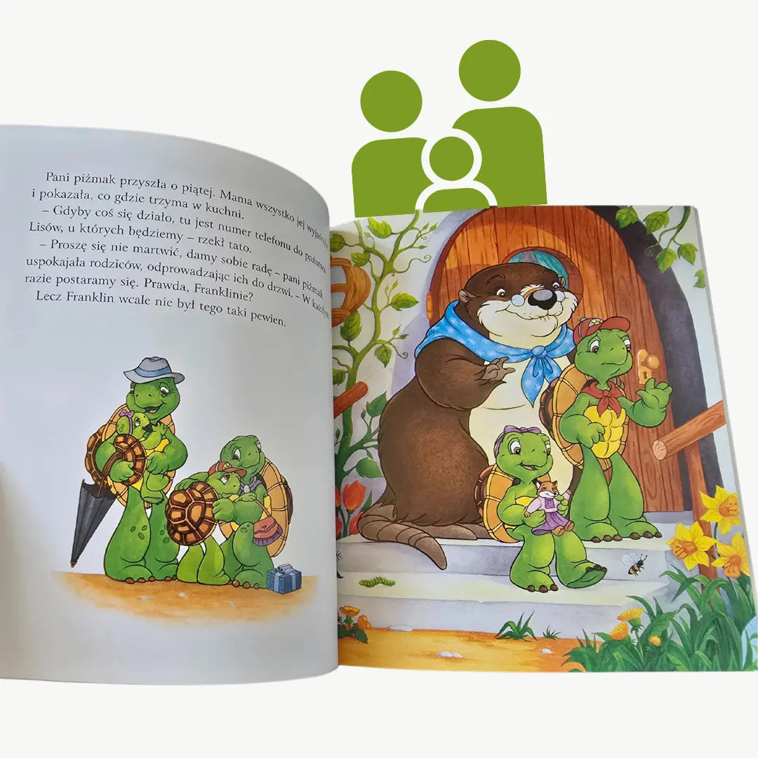 Karty książki "Franklin i Pani Opiekunka" - Paulette Bourgeois Wydawnictwo Debit.