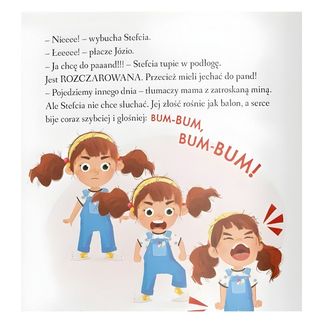 Ilustracje z książki Stefcia się złości - złość u dziecka w codziennych sytuacjach.