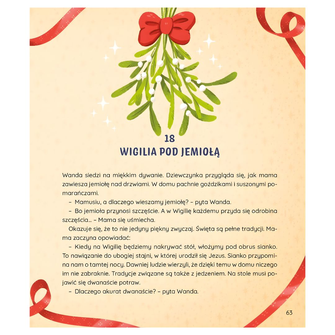 Wanda i Panda i magia świąt – ilustracja z książki kalendarza adwentowego pełnego świątecznej radości.