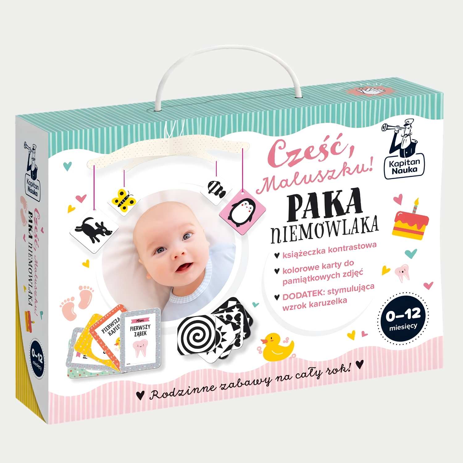 Cześć Maluszku Paka Niemowlaka zestaw kontrastowy dla niemowlaka 0-12 miesięcy.