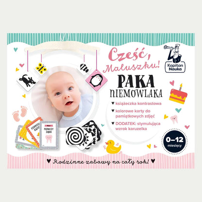 Cześć Maluszku Paka Niemowlaka karty kontrastowe wspierające rozwój wzroku niemowlaka.