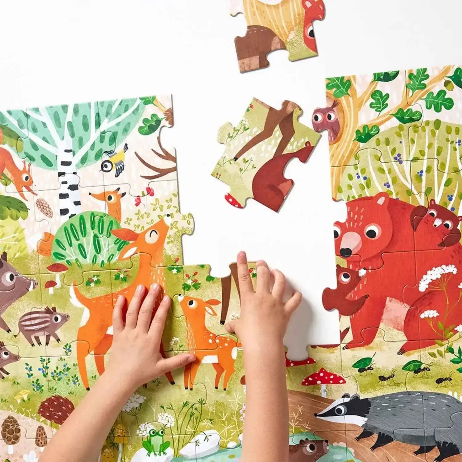 Dzikie puzzle Las CzuCzu elementy puzzli z motywem przyrody.