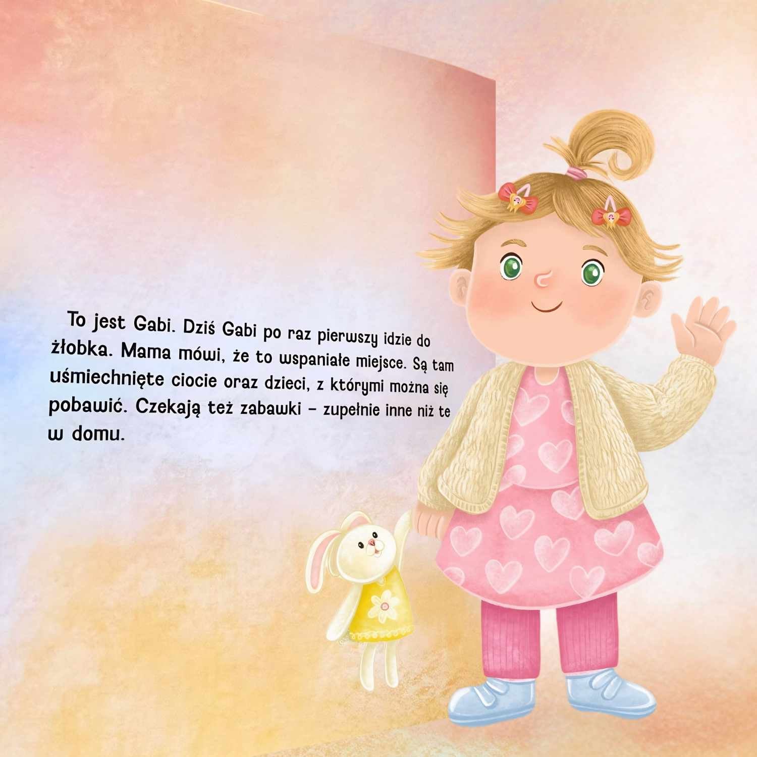 Gabi pierwszy dzień w żłobku - książka dla dzieci - dziewczynka Gabi.