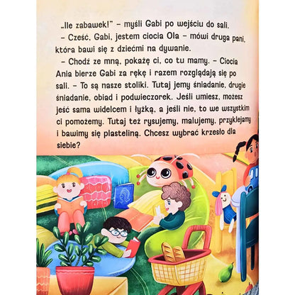 Gabi pierwszy dzień w żłobku - książka dla dzieci - poznawanie sali żłobkowej.