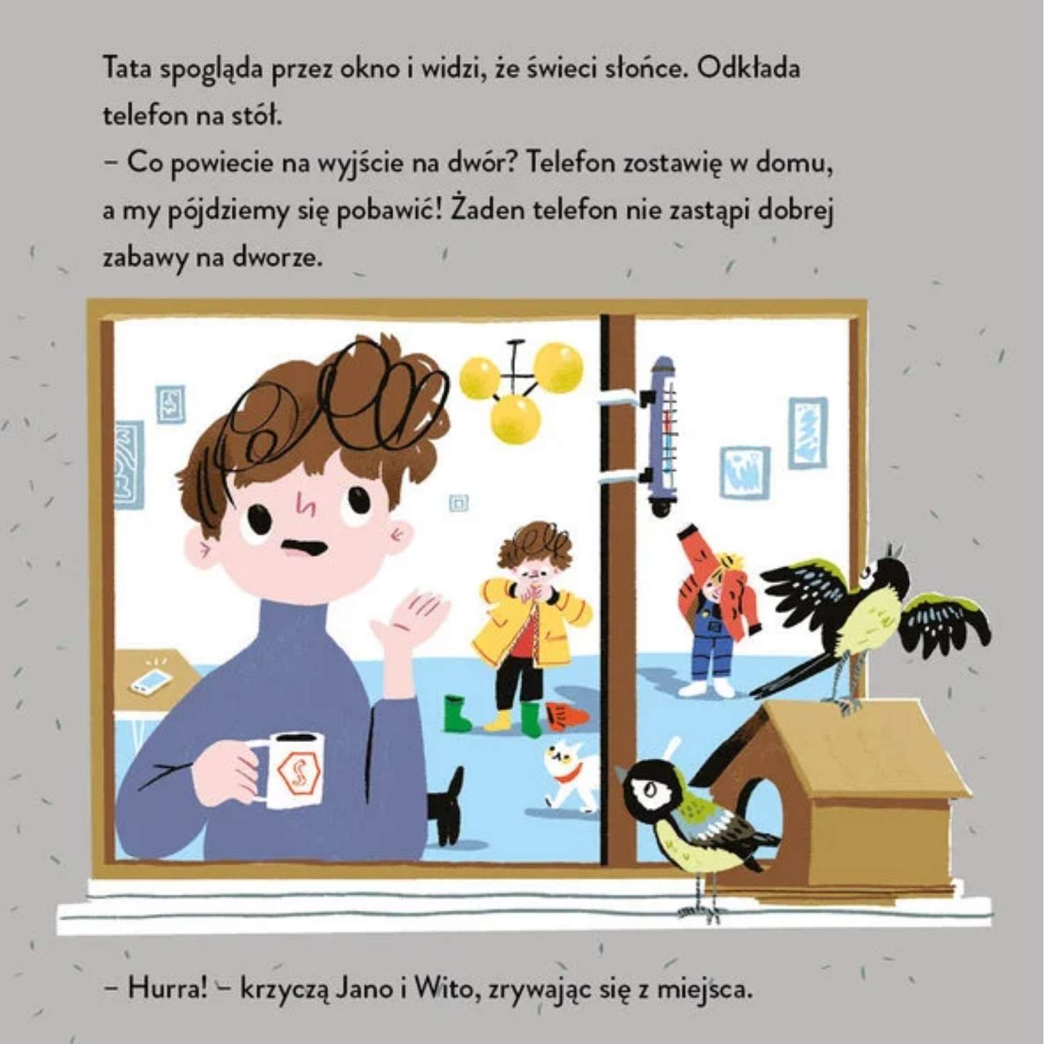 Jano i Wito. Telefon taty - scena wyjścia na dwór i odkładania telefonu.