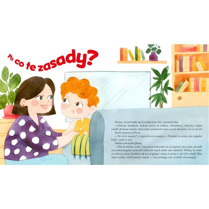 Kazik i czas przed ekranem książka o emocjach dziecka związanych z bajkami - ilustracja.