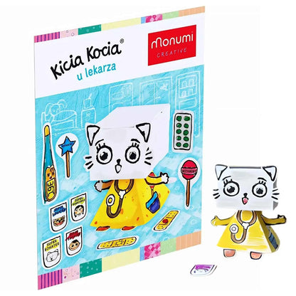 Kicia Kocia u lekarza kolorowanka 3D do składania dla dzieci okładka.