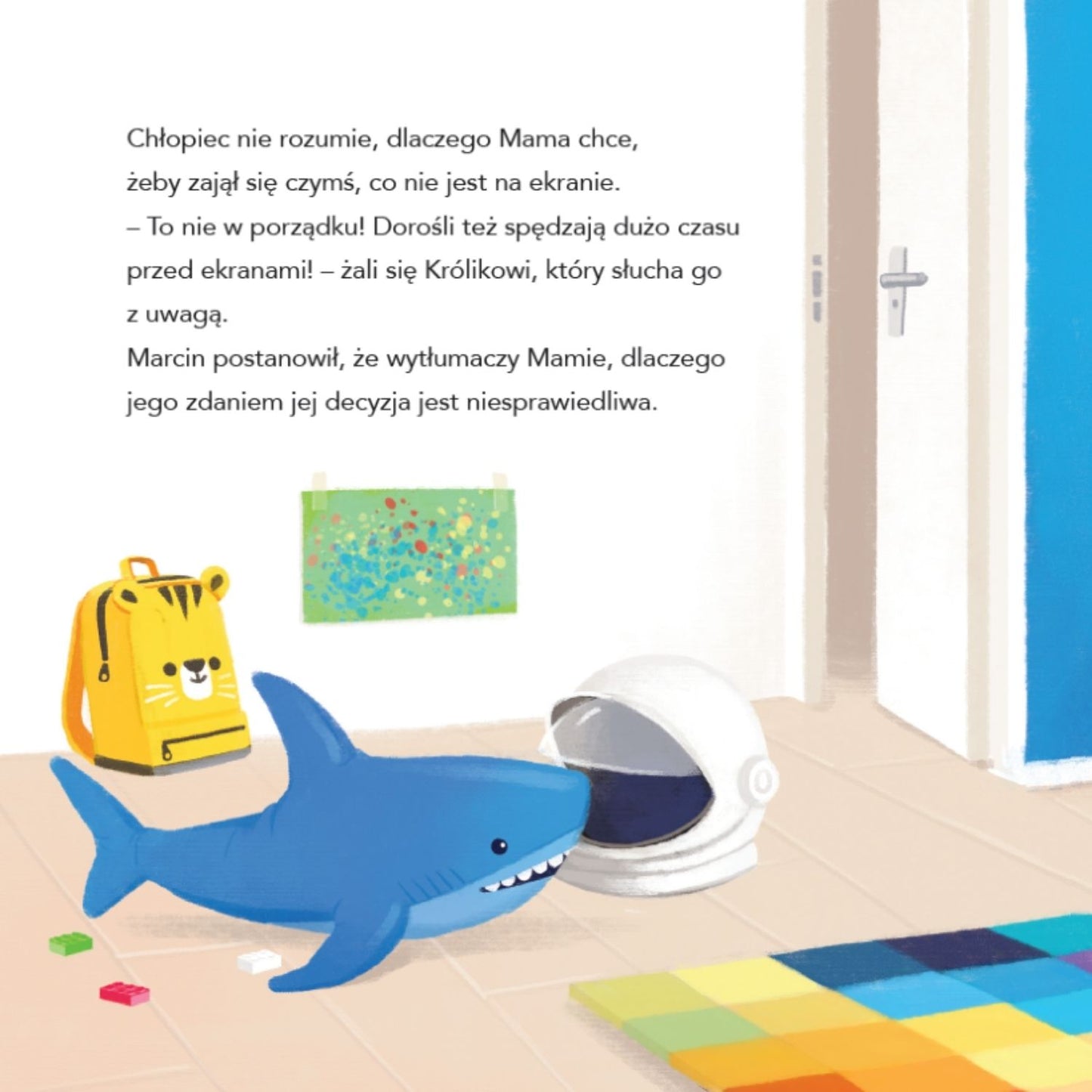 Marcin. Czas przed ekranem ilustracja pokazująca świat dziecka i jego zainteresowania.