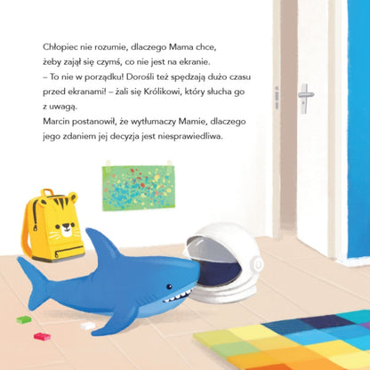 Marcin. Czas przed ekranem ilustracja pokazująca świat dziecka i jego zainteresowania.