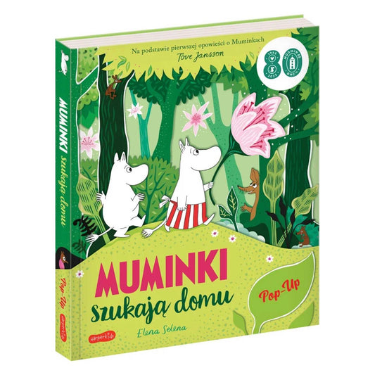 Muminki szukają domu pop up książka dla dzieci 3 plus okładka.