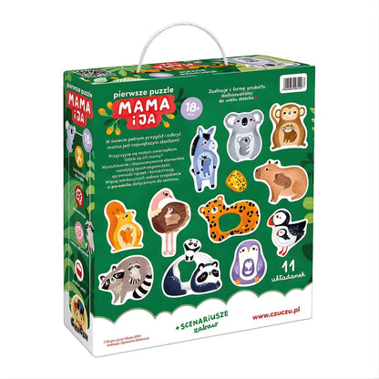 Pierwsze puzzle CzuCzu Mama i ja – nauka przez zabawę w domu - tył opakowania.