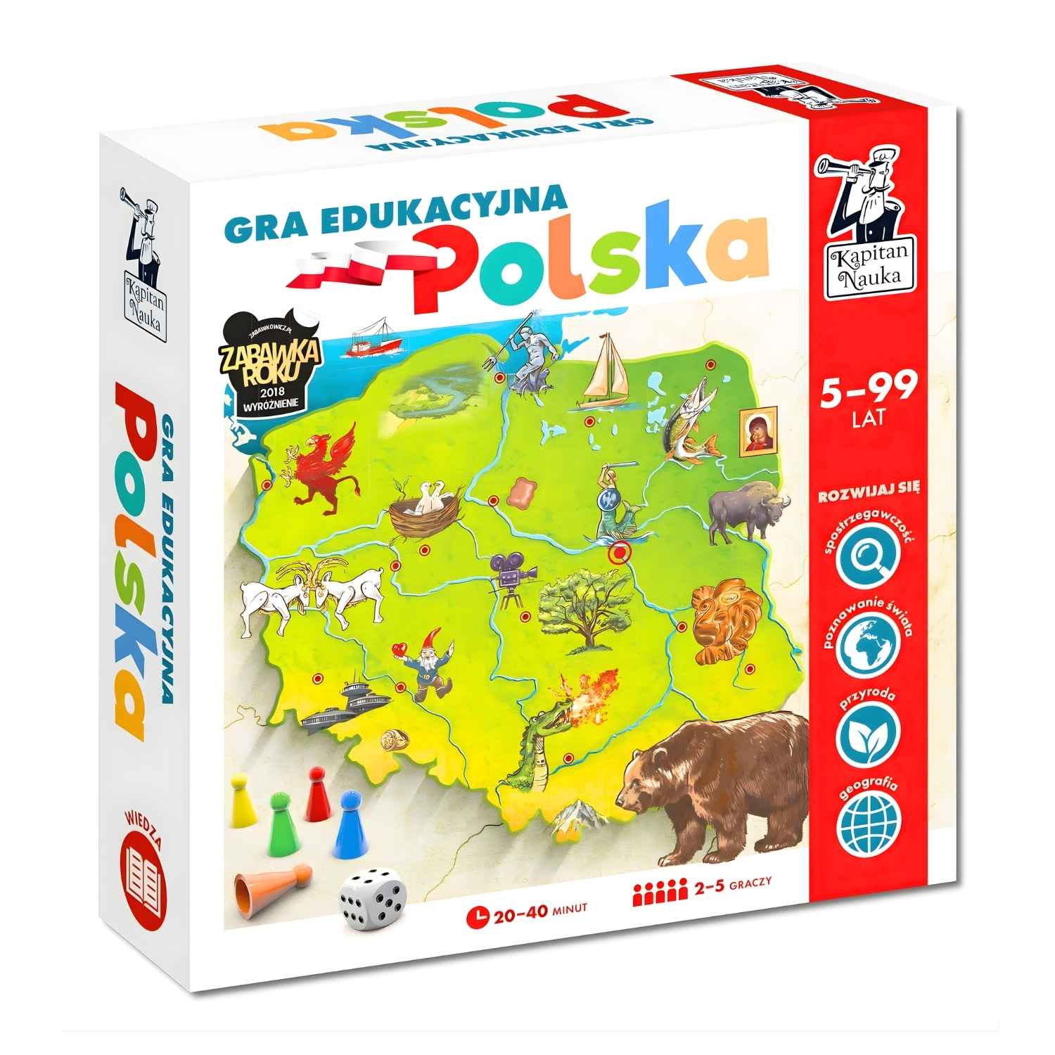 Polska gra edukacyjna Kapitan Nauka dla dzieci 5 plus - pudełko.
