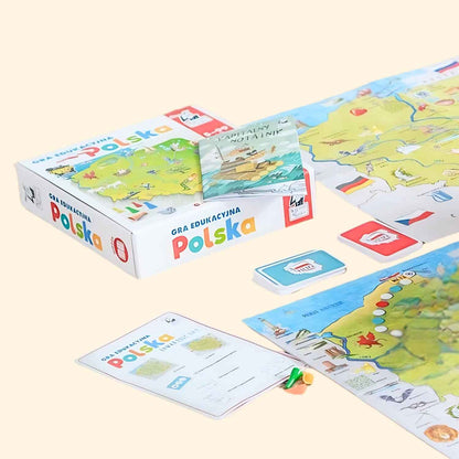 Polska gra edukacyjna Kapitan Nauka elementy gry planszowej.